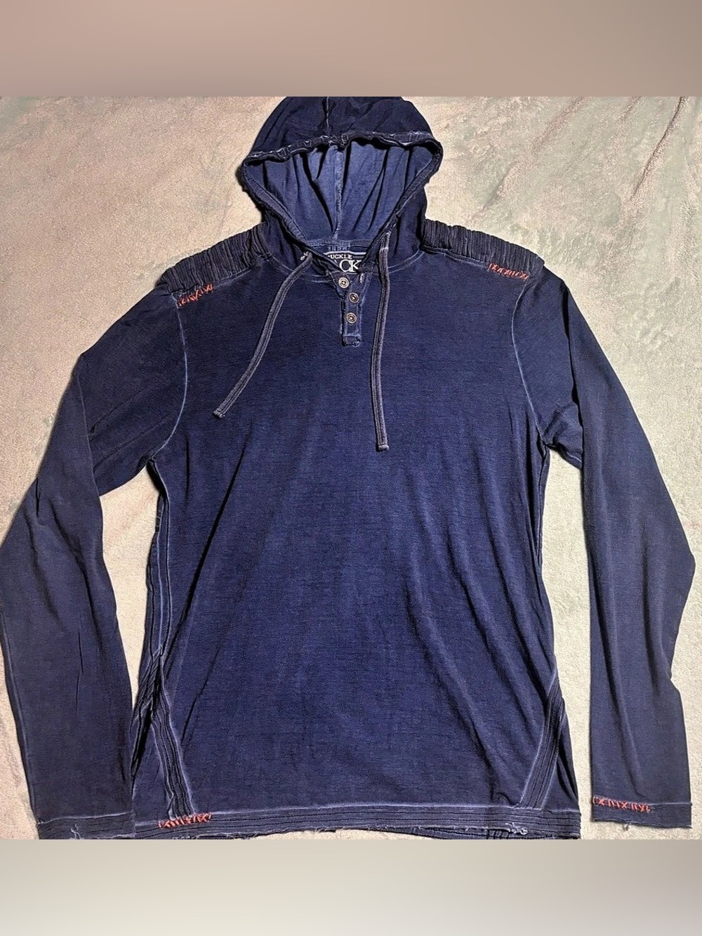 Buckle Back No. 48 Blue Hooded Long Sleeve